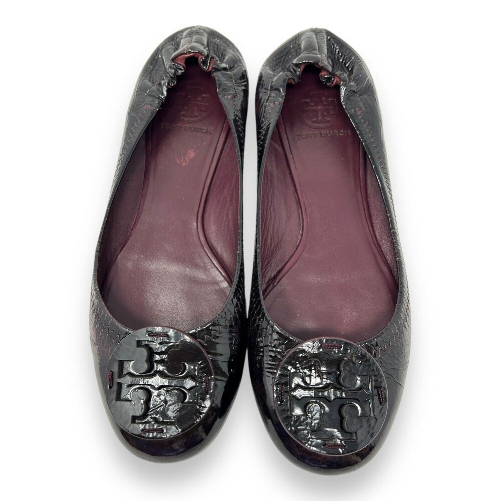 Copied - Tory Burch Reva Plum Burgundy Patent Leather Ballet Flats Women’s 8.5